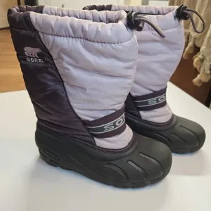 Sorel Winter Snow Boots Insulated Drawstring Purple Pink Size 5