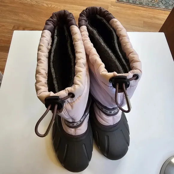 Sorel Winter Snow Boots Insulated Drawstring Purple Pink Size 5