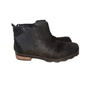 Sorel Women black Leather Emelie NL2671-010 Waterproof Chelsea Boot Size US 11.5
