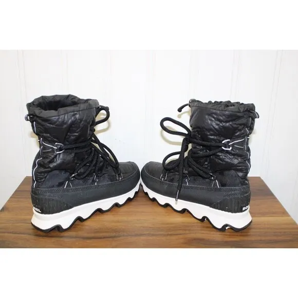 Sorel Women‎ Kinetic Lace Up Waterproof Faux Fur Insulated Black Boots size 9