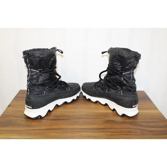 Sorel Women‎ Kinetic Lace Up Waterproof Faux Fur Insulated Black Boots size 9