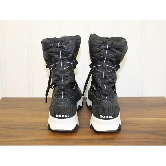 Sorel Women‎ Kinetic Lace Up Waterproof Faux Fur Insulated Black Boots size 9