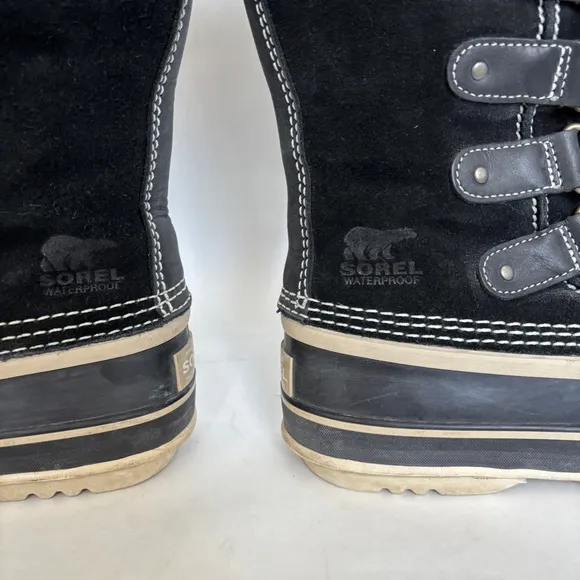 Sorel Women's black suede waterproof Joan of Arctic winter snow boots size 6