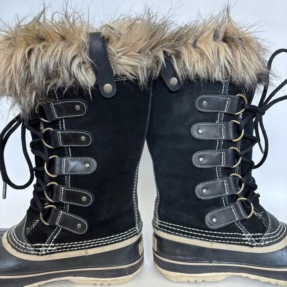 Sorel Women's black suede waterproof Joan of Arctic winter snow boots size 6