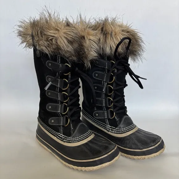 Sorel Women's black suede waterproof Joan of Arctic winter snow boots size 6