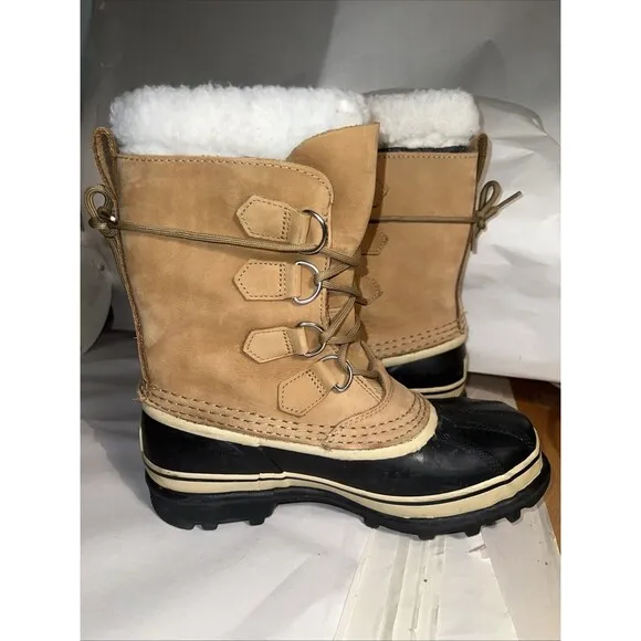 SOREL Women's Caribou Waterproof Boot for Winter BUFF/Chamois - Size 7