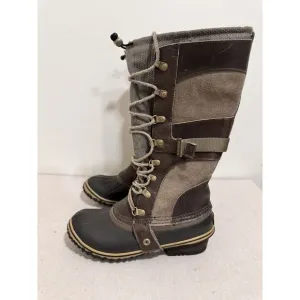 Sorel Womens Carly Conquest Snow Boots Camo Brown Lined Winter Shoe Size 7