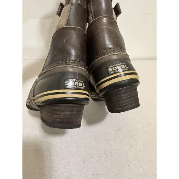 Sorel Womens Carly Conquest Snow Boots Camo Brown Lined Winter Shoe Size 7