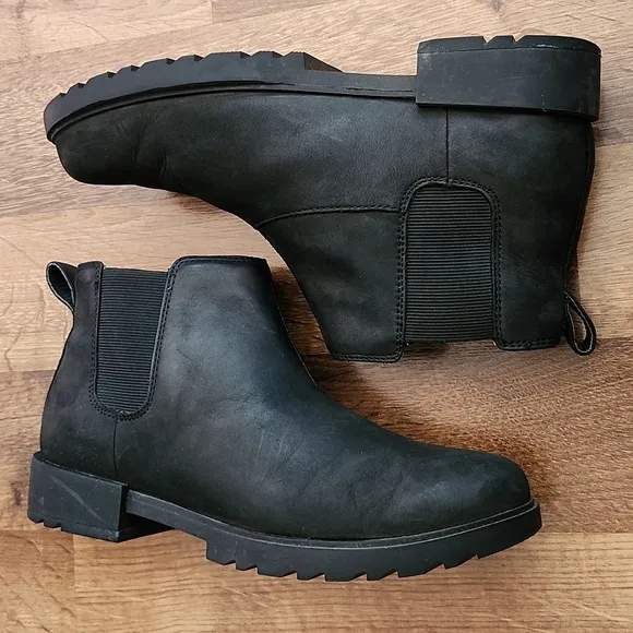 Sorel Womens Emelie II Chelsea Waterproof  Boots In Black/Sea Salt