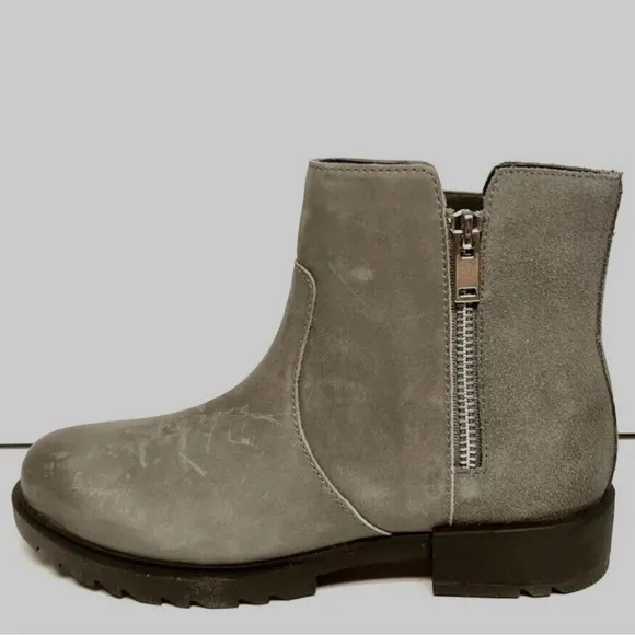 Sorel Womens Emelie II Zip Waterproof Boots Gray Leather Size 8 M