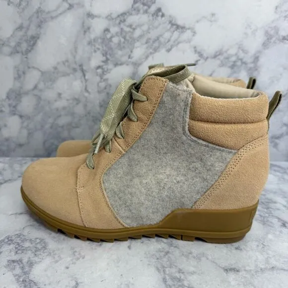Sorel Women’s Evie Wedge Booties Boots sz 10.5 Waterproof Suede NEW #K768