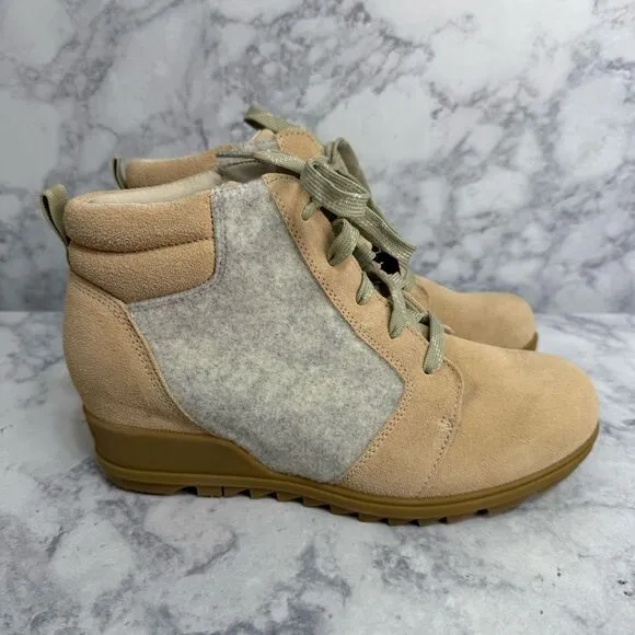 Sorel Women’s Evie Wedge Booties Boots sz 10.5 Waterproof Suede NEW #K768