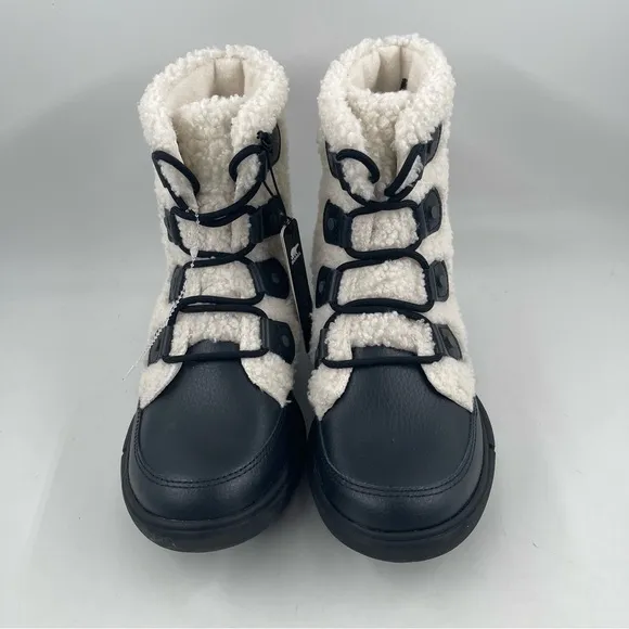 Sorel Women’s Explorer II Joan Cozy - Size 7 - Black &amp; White Sherpa Boots