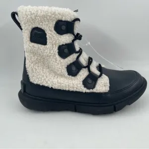 Sorel Women’s Explorer II Joan Cozy - Size 7 - Black &amp; White Sherpa Boots