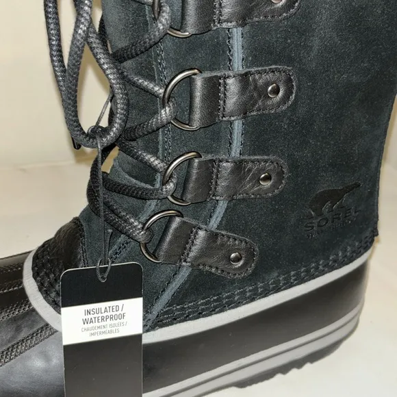 Sorel women’s Joan of Arctic boots black Grey faux fur waterproof lace u…