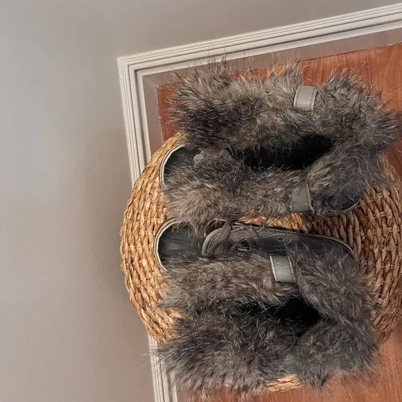 Sorel Womens Joan of Arctic Tall Winter Boots Grey Suede Faux Fur Lace Up Size 8