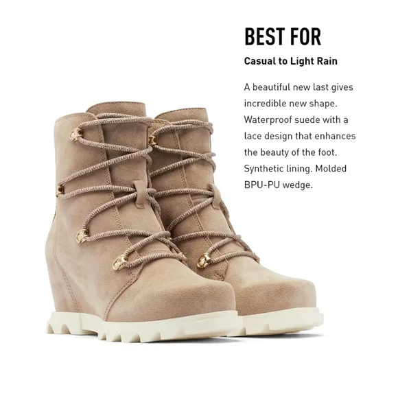 SOREL Women's Joan of Arctic Wedge III Lace Waterproof Suede Wedge Boots