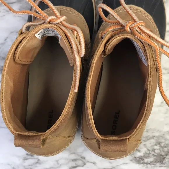 Sorel Women’s Out 'N About Brown Leather Rubber Lace Duck Boots waterproof Sz7.5