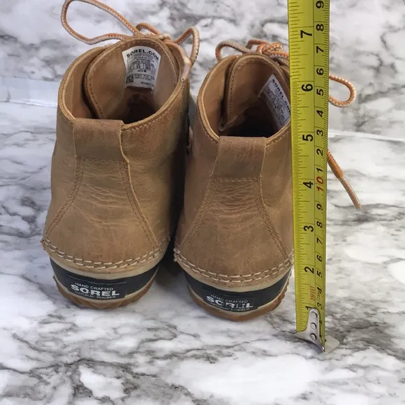 Sorel Women’s Out 'N About Brown Leather Rubber Lace Duck Boots waterproof Sz7.5