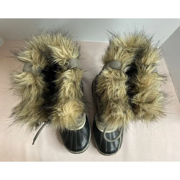 Sorel Womens Suede Faux Fur Trim Joan Of Arctic Snow Boots Brown Size 8
