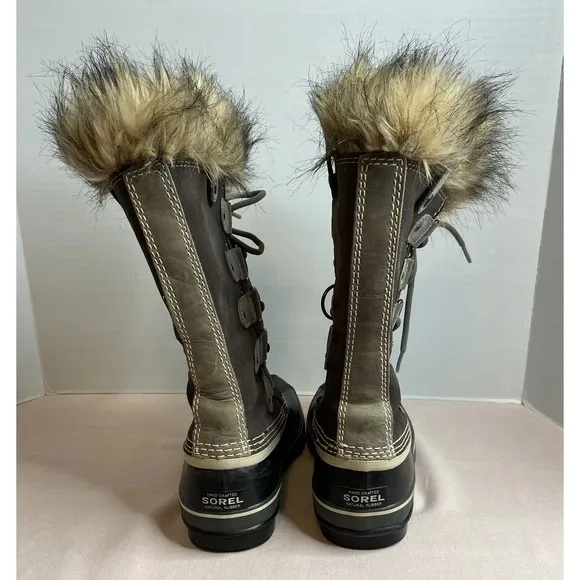 Sorel Womens Suede Faux Fur Trim Joan Of Arctic Snow Boots Brown Size 8