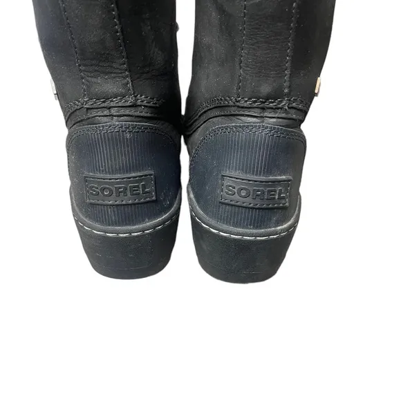 Sorel Women's Tall Whistler Black Leather Winter Boots Waterproof -32c Size 6.5