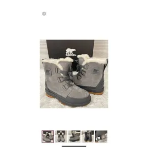 Sorel Women’s Tivoli IV Waterproof Insulated Gray Suede Winter Boots sz 5 NEW