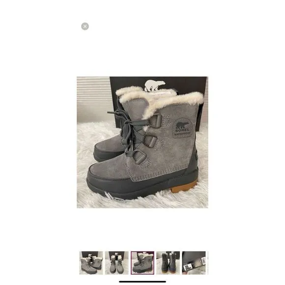 Sorel Women’s Tivoli IV Waterproof Insulated Gray Suede Winter Boots sz 5 NEW