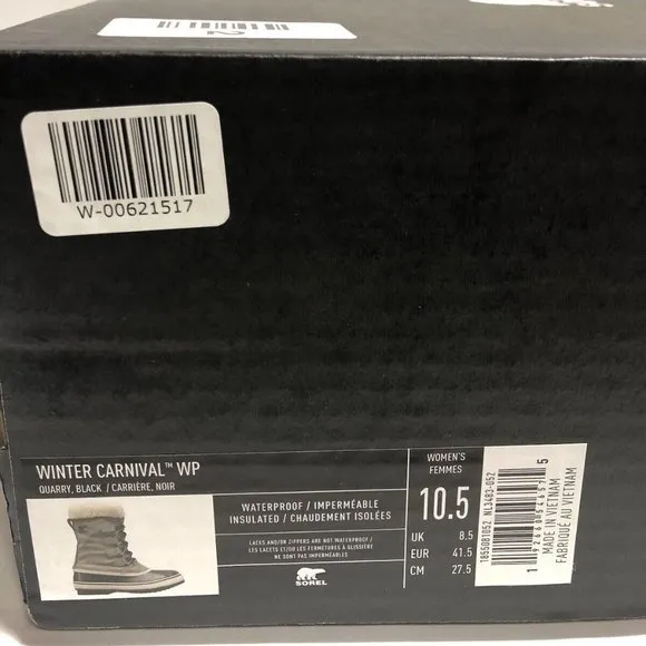Sorel Women’s Winter Carnival, Gray Waterproof Boots, Size 10.5M