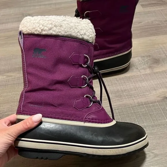 Sorel Women’s 6 Purple Insulated Yoot Pack Nylon Winter Water Resistant Boots