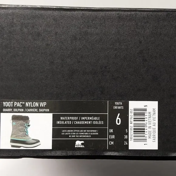 Sorel Yoot Pac Waterproof Winter Boots, Grey, Big Kids 6 M