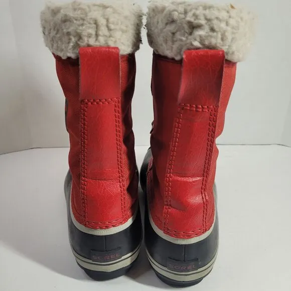 Sorel Yoot PAC Waterproof Winter Snow Boots Youth Size 6 Red Black Girl's Kid's