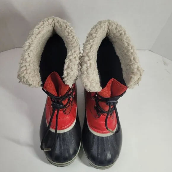 Sorel Yoot PAC Waterproof Winter Snow Boots Youth Size 6 Red Black Girl's Kid's