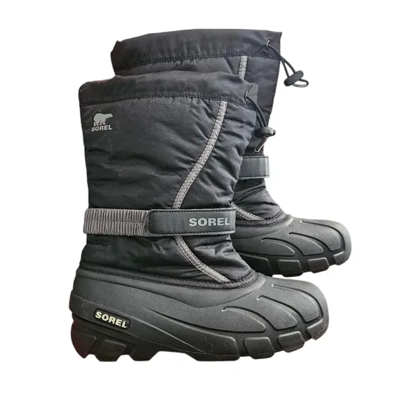 Sorel Youth Flurry Insulated Winter Boots Black Unisex Size 6 M