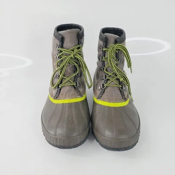 Sorel Boy's Olive Brown Cheyanne NY1902-245 Waterproof Lace Up Duck Boots Size 5