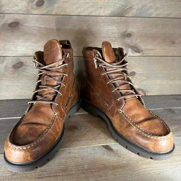 sperry mens size 10 shoes brown leather comfort hightop A/O lug boots