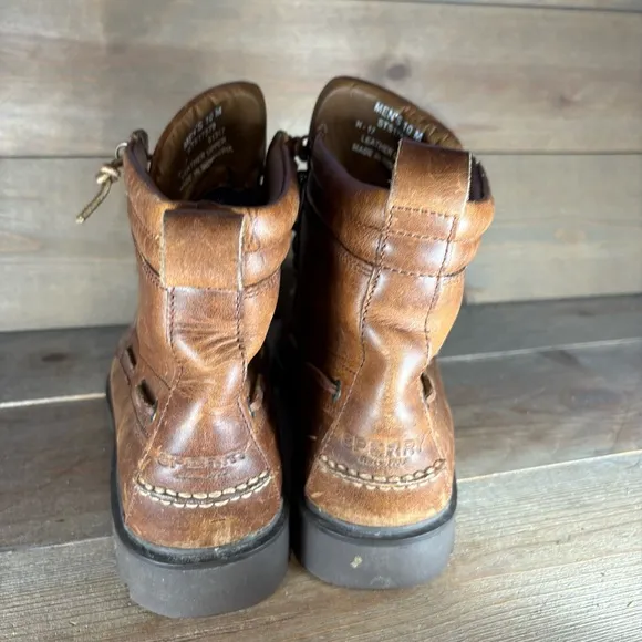 sperry mens size 10 shoes brown leather comfort hightop A/O lug boots