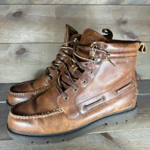 sperry mens size 10 shoes brown leather comfort hightop A/O lug boots