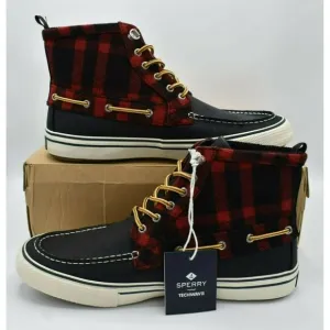 Sperry Mens Size 10 Bahama Black Red Checkered Waterproof Storm Boots STS23092