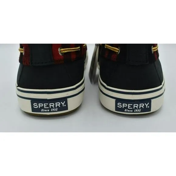 Sperry Mens Size 10 Bahama Black Red Checkered Waterproof Storm Boots STS23092