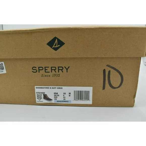 Sperry Mens Size 10 Bahama Black Red Checkered Waterproof Storm Boots STS23092