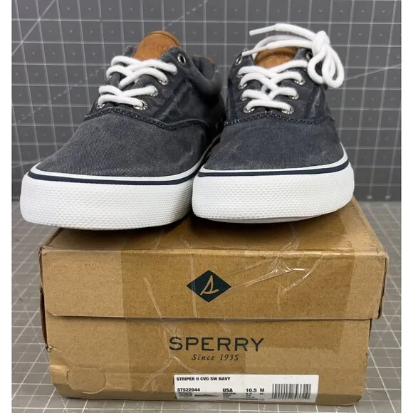 Sperry Striper II CVO SW Navy Canvas Men's Sneakers Size 10.5 M NEW~~