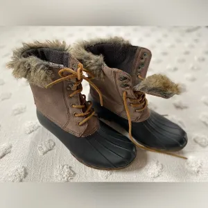 Sperry Top-Sider Faux Fur Duck Boots Waterproof Gorpcore Spring Rain Boots