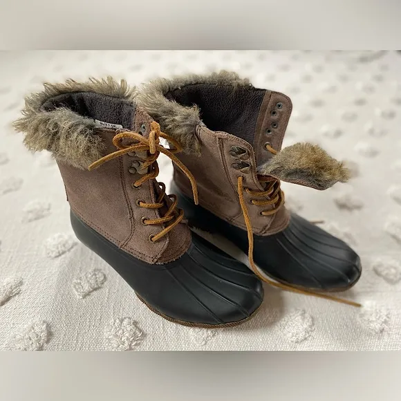 Sperry Top-Sider Faux Fur Duck Boots Waterproof Gorpcore Spring Rain Boots