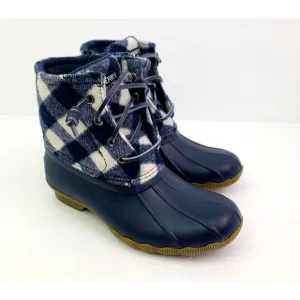 Sperry Top Sider Saltwater Youth Size 1Y Blue Plaid Wool Waterproof Duck Boots