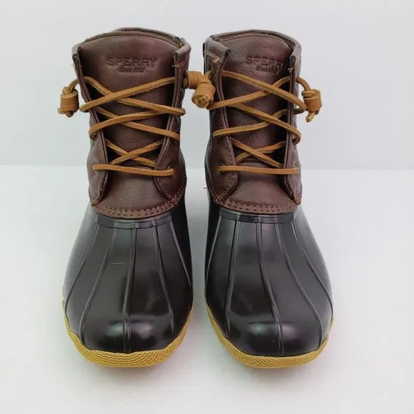 Sperry Top Sider Saltwater Youth Size 2Y Brown Leather Waterproof Duck Boots