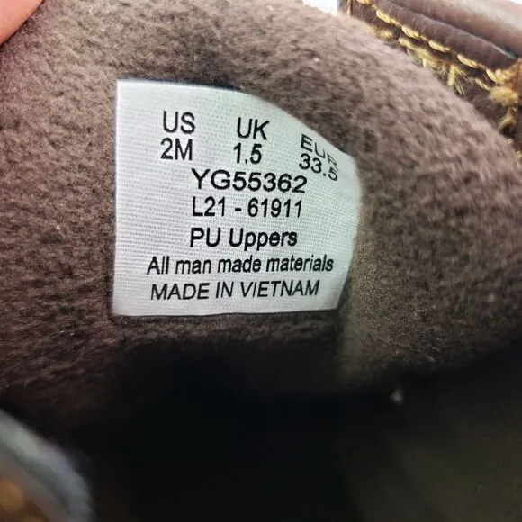 Sperry Top Sider Saltwater Youth Size 2Y Brown Leather Waterproof Duck Boots