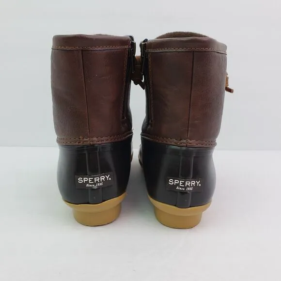 Sperry Top Sider Saltwater Youth Size 2Y Brown Leather Waterproof Duck Boots