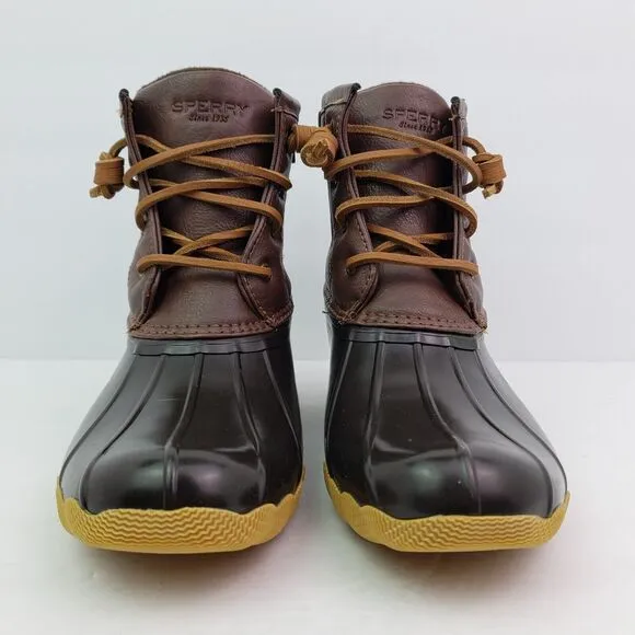 Sperry Top Sider Saltwater Youth Size 2Y Brown Leather Waterproof Duck Boots