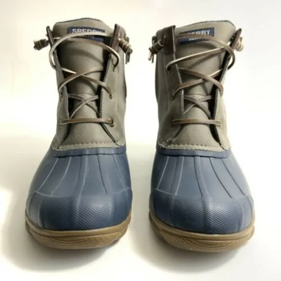 Sperry Waterproof Rubber Leather Duck Boots Blue Gray 7M